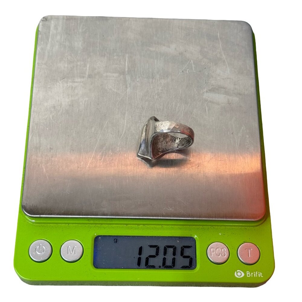 Vintage Solid Silver Statement Ring Size 5 Geomet… - image 6